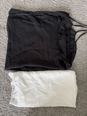 Black and White Layered Slip Tops - Lightweight Camisole Set